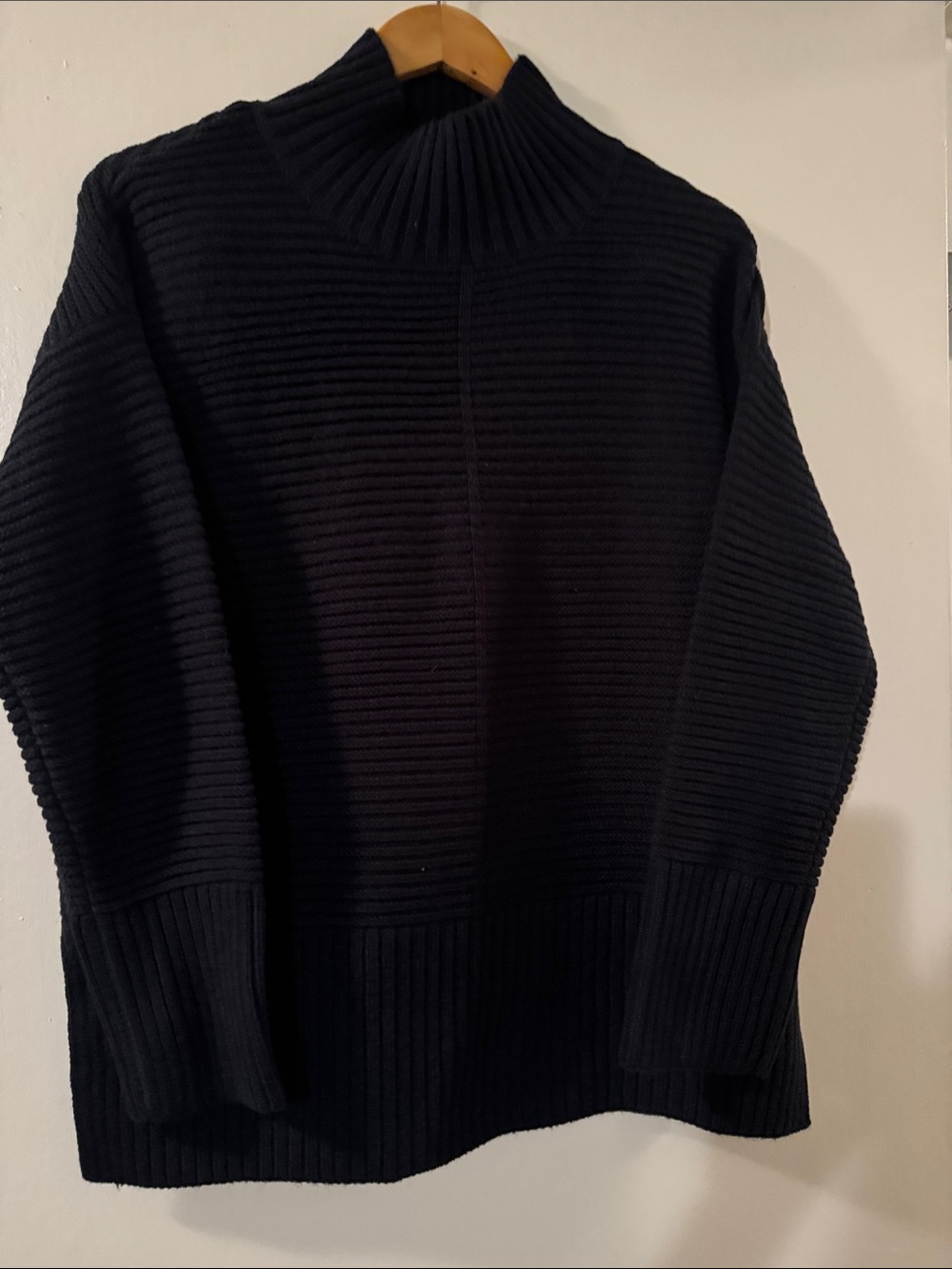 Simons Navy Ribbed Mockneck Sweater